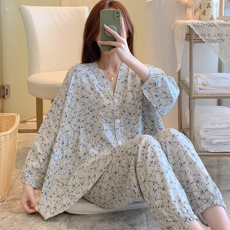 棉绸睡衣女春秋夏长袖妈妈家居服绵绸薄款人造棉中老x年人套装大