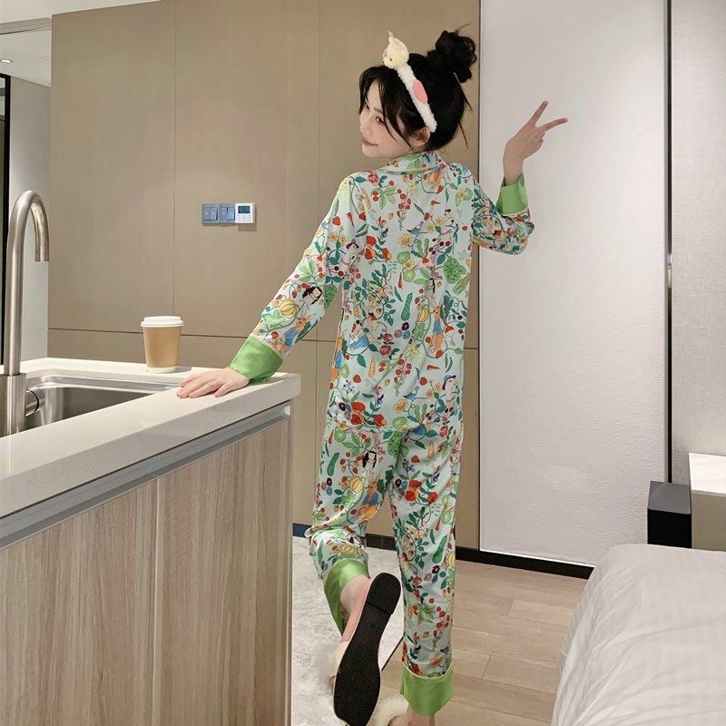 冰丝长袖睡衣女款春秋季高级感印花夏款夏天薄款2024年新款家居服,女士内衣/男士内衣/家居服,睡衣/家居服套装,淘宝优惠券,粉丝福利购,淘宝优惠卷