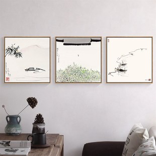 吴冠中装饰画新中式客厅沙发背景墙挂画中国风写意江南水乡水墨画
