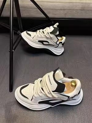 男鞋202d3秋款新款真皮运动休闲鞋滑板鞋面包鞋潮流百搭网红老爹