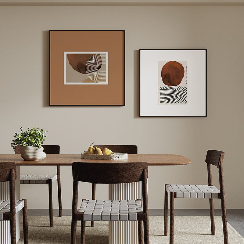 餐厅装饰画现代简约抽象饭厅挂画侘寂风正方形壁画饭桌背景墙面画,家居饰品,现代装饰画,淘宝优惠券,粉丝福利购,淘宝优惠卷