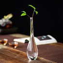 小窄口摆件客厅插花水培花器富贵竹 日式 玻璃花瓶透明水养禅意中式