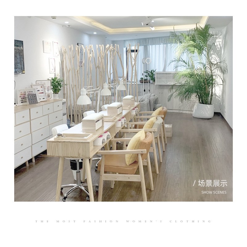 日式美甲手枕工具原木简约风格垫子可放光疗机网红款实木轻奢桌1
