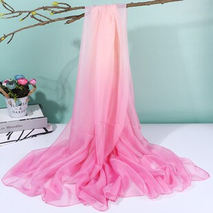 渐变色丝巾秋冬洋气女大薄纱巾御姐范户外时尚围巾防晒披肩沙滩巾