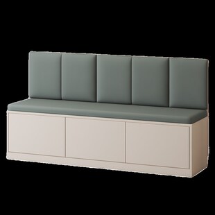 实木卡座沙发小户型奶茶店咖啡馆软包靠背储物柜一体大容量飘窗柜