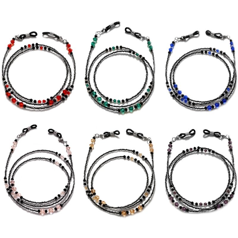 韩国口罩绳眼镜链防掉防摔挂脖链条水晶串珠多色搭配潮流时尚墨镜