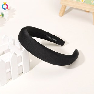 Color Hair 极速New Solid Band Girls Headband Satin Wide Padd