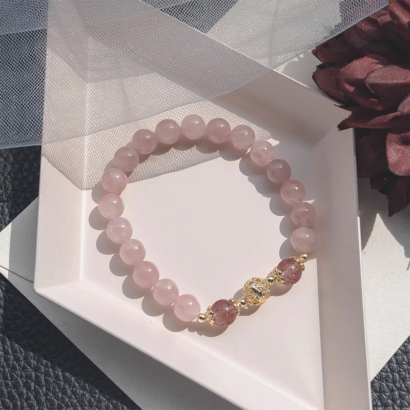 天然粉水晶d草莓晶招桃花手链女生夏转运脱单小众手串送闺蜜礼物,饰品/流行首饰/时尚饰品新,手链,淘宝优惠券,粉丝福利购,淘宝优惠卷