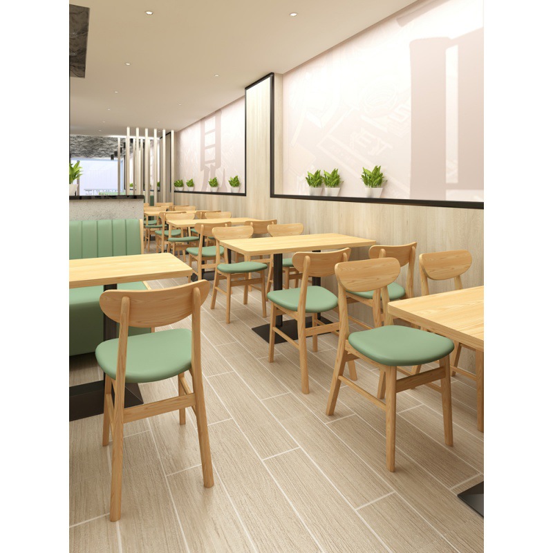 新款奶茶店沙发咖啡厅桌椅组合汉堡店面馆快餐店饭店靠墙卡座实木