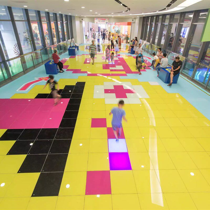 地面互动装置h重力人体感应地板灯脚踩发声七彩发光不锈钢地埋灯