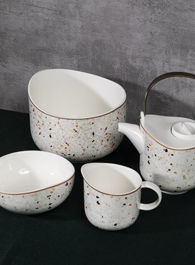 北欧水墨石彩石茶具餐具客厅餐桌厨房家居日用品展W厅卖场软装摆