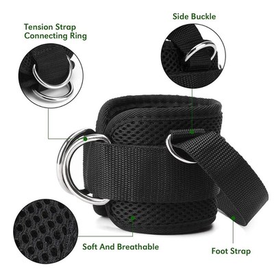 Adjustable 4 D-Ring Ankle Straps Gym with Foot Strap Cable M