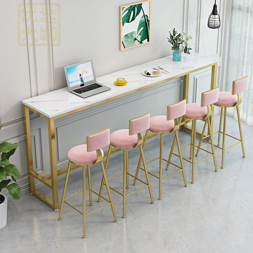 靠墙吧台桌商用高桌子奶茶店长条桌窄桌吧台餐桌高脚吧台桌椅组合