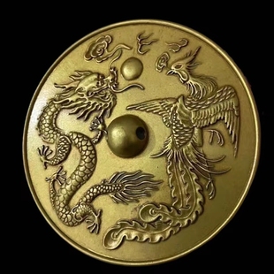 龙凤呈祥铜镜结婚礼品新郎新娘护身镜压腰镜婚庆复古风创意摆件