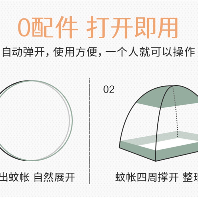 新款蒙古包蚊帐2023新款w高级免安装防摔全底家用卧室帐篷宿舍加