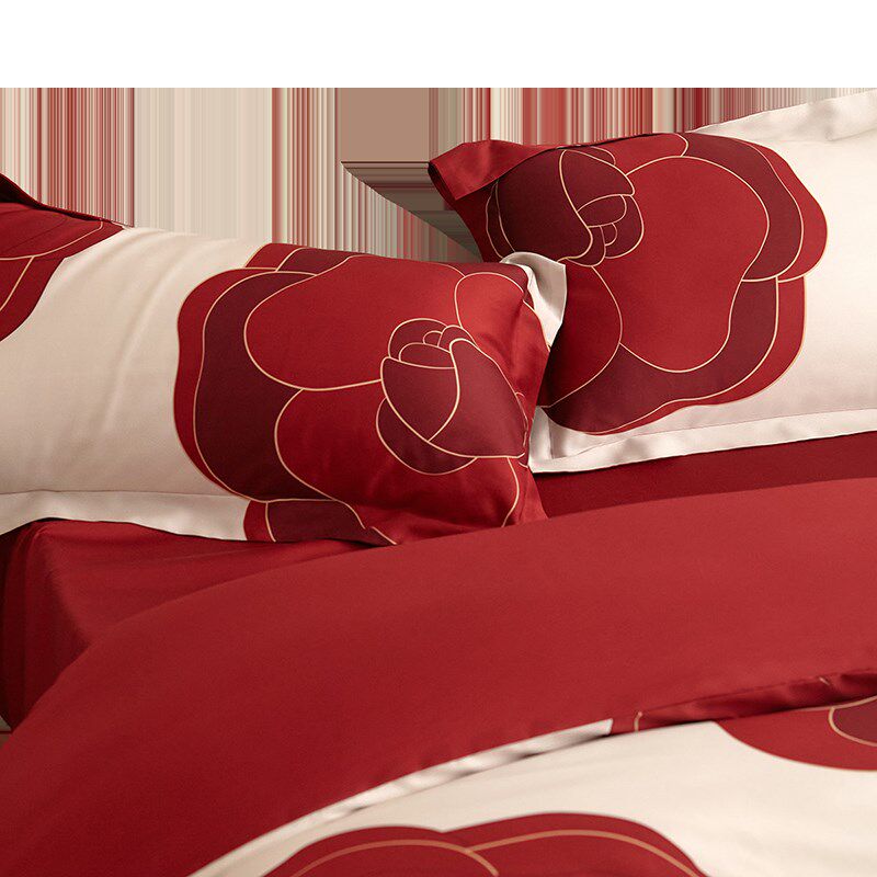 南匠织造红色结婚床上用品四件套新婚礼新房布置床单婚嫁喜被,床上用品,婚庆床品套件,淘宝优惠券,粉丝福利购,淘宝优惠卷