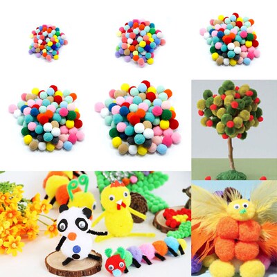 100 pcs DIY Crafts Colourful Mini Fluffy Pom poms  Felt 10mm