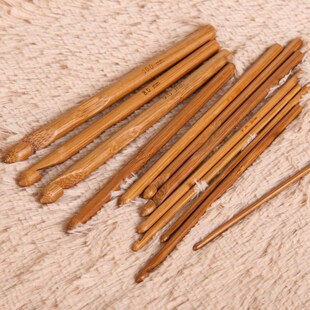 Crochet Hooks Knit 12Pcs Yarn Handle Weave Craft Bamboo
