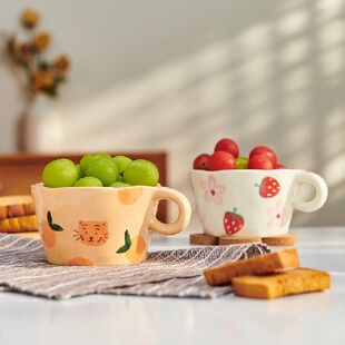 Mug Irregular Ceramic Breakfast Oatmeal Coffee 速发Handmade