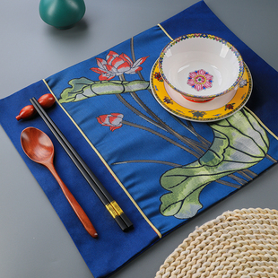 茶桌布艺隔热垫餐桌家商用餐垫 蒙勒图民族风刺绣茶杯垫茶道蒙古式