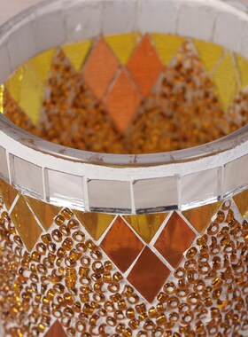 Mosaic Glass  Vintage Mosaic Glass Candle Holder Handmade Te