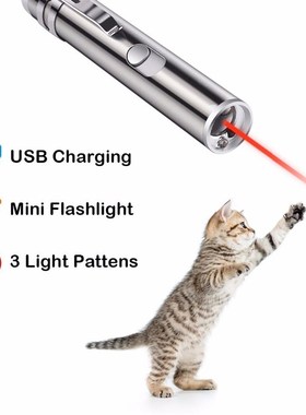 Lazer-Pointer Flashlight Laser Rechargeable UV USB Red 3-In1