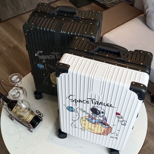 潮流行李箱女卡通时尚印花拉杆箱铝框结实耐用旅行子母箱男拉链款