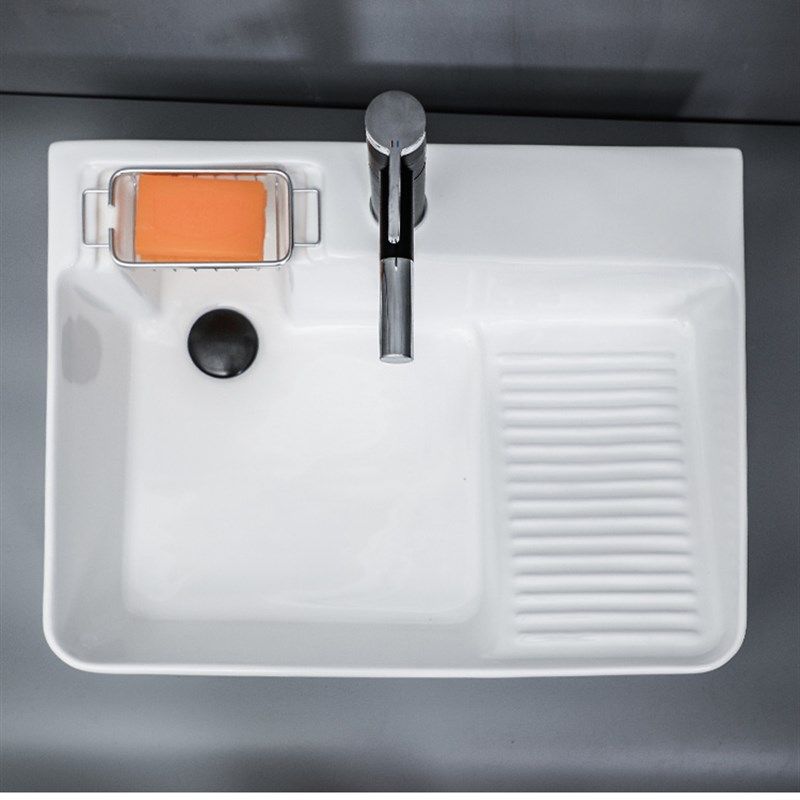 挂墙式洗衣盆 阳台洗衣台 超深19cm挂壁洗衣槽带搓衣板大60长48宽,家装主材,挂墙式洗脸盆,淘宝优惠券,粉丝福利购,淘宝优惠卷