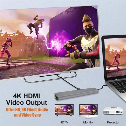 Type C to HDMI Hub USB C 4K PD 5A 87W Dock Rj45 Lan USB 3.1