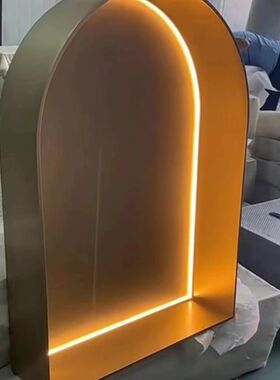 定制不锈钢电视柜背景满墙弧形轻奢客厅圆弧实心金属嵌入式壁龛