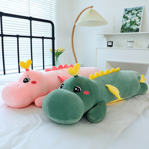 恐龙毛绒玩具睡觉夹腿长条抱枕男生款牀上大M号玩偶陪睡抱公仔娃