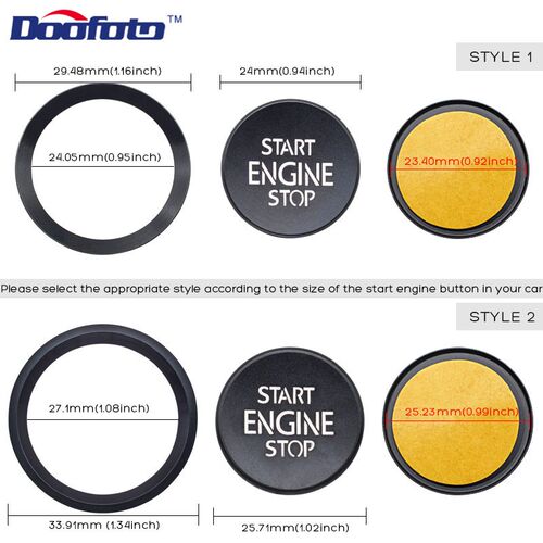 Car er Start Stop Engine Button Cover Ring Acceessories  Vol