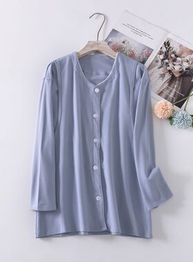 秋冬新纯色纯棉加厚喂奶衣孕妇产后月子服睡衣哺乳长袖T恤可外穿