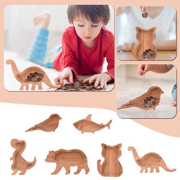 推荐Money Box Personalized Wooden Animal Bank Coin Bank Fram