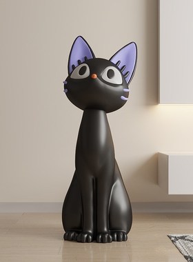 艺术大型客厅电视柜沙发旁落地黑猫咪装饰品搬家礼物开业装饰摆件