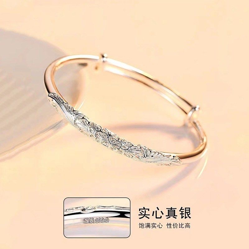 银手镯送妈妈生日礼物实用的送中老年人婆婆丈母娘奶奶高档见面礼