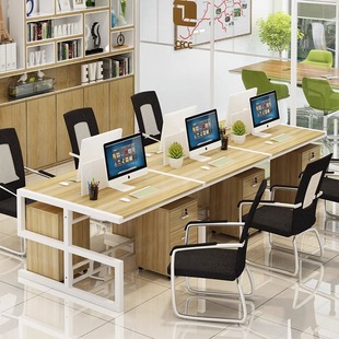 简约办公电脑桌台式 电脑办 6人位台易简式 办公桌x双人4