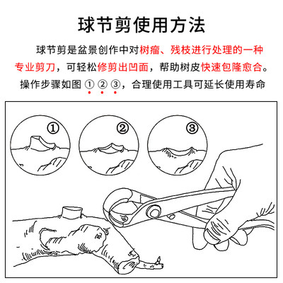 盆景球节剪球钳盆栽树瘤树节修剪钳专业园艺花艺制作造Z型养护工