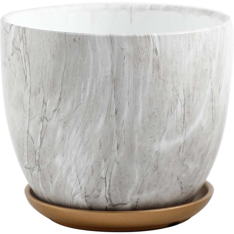 极速Nordic home ceramic flowerpot marble pattern literary fl