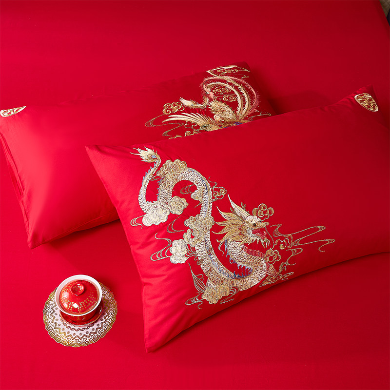 婚庆结婚床上用品四件套大红色中式龙凤刺绣床单被罩长绒棉六件套,床上用品,婚庆床品套件,淘宝优惠券,粉丝福利购,淘宝优惠卷
