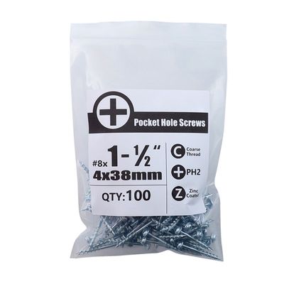 100Pcs Woodworking 25/32/38/50/63mm Pocket Hole Screws PH2 C