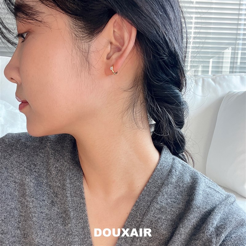 现货小巧金色耳扣锆石耳骨钉圆圈耳环女I小众设计感高级感耳钉精