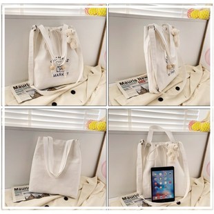 新帆布包女学生韩版2024新款百搭大容量简约时尚单肩斜挎日系手提