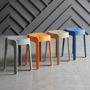 北欧风车凳子塑料高凳加厚款 大人板凳折叠餐桌凳家用椅子备用圆凳