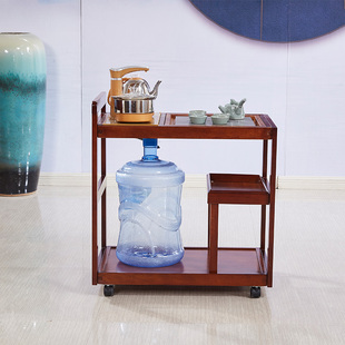 全实木茶车可移动茶台带轮红木茶具家用功夫小茶桌乌金石茶盘