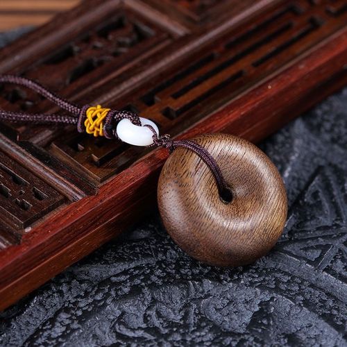 越南芽庄天然沉香平安扣吊坠转运男女项链挂饰中国风木质情侣挂件