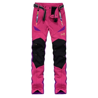 户外冲锋裤男女士秋冬加厚加绒防风防水保暖软壳弹力大码登山裤子