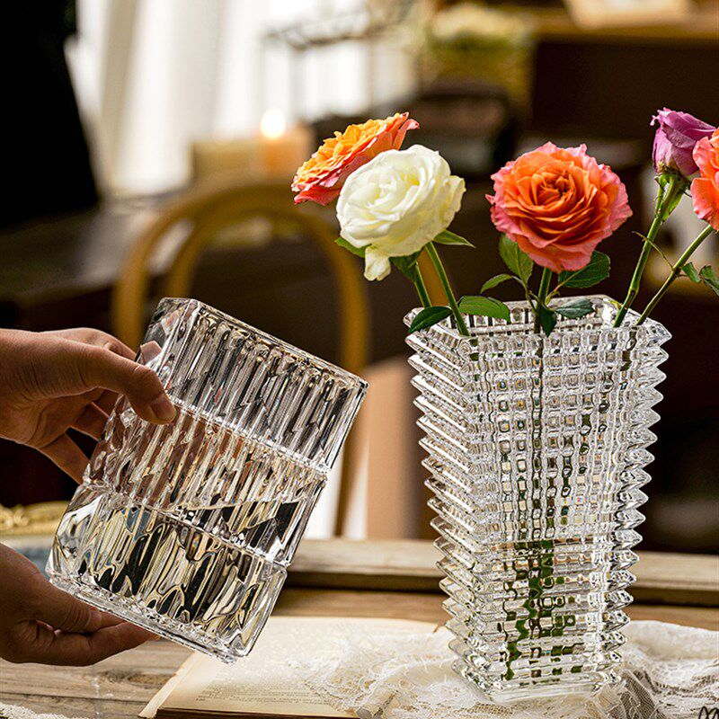 厂家厂家巴卡拉大口径花瓶洋牡丹玫瑰花专用鲜花S插花宽口玻璃透