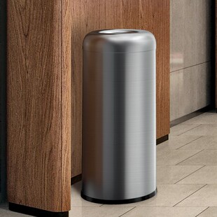 商场大厅走廊商用大容量无盖垃圾桶开口不锈钢大号茶饮店餐饮