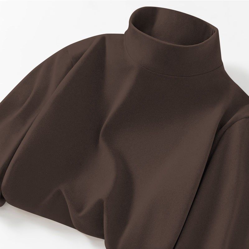 德绒恒温保暖内衣加绒加厚内搭男士打底衫半高领纯色长袖t恤秋衣